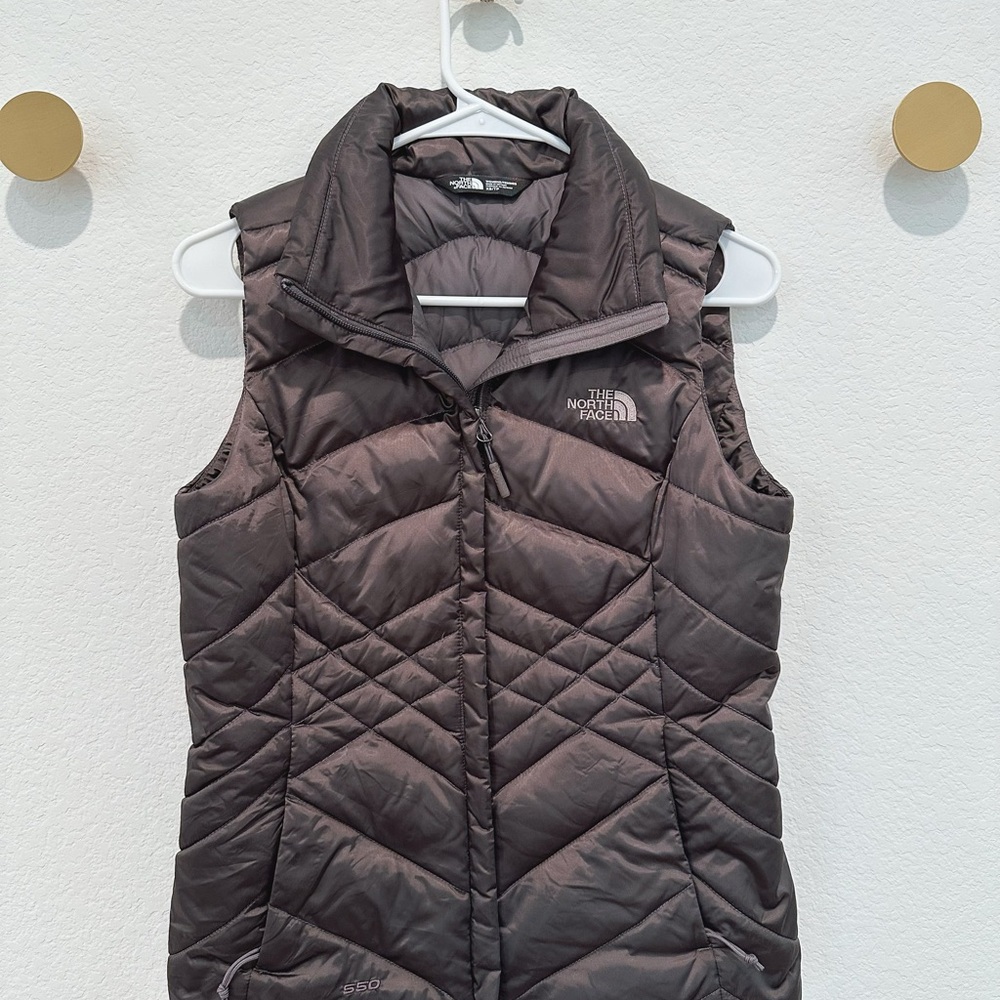 Women's The North Face 550 Down Silver Purple Quilted Puffer Vest Jacket XS